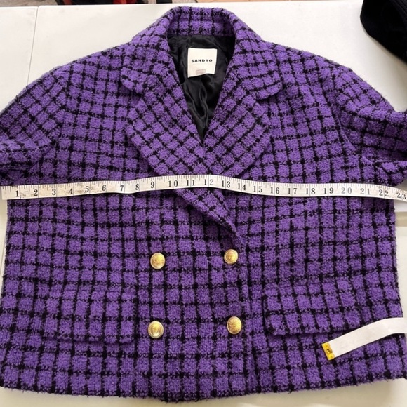 Sandro Simona Purple Tweed Double-Breasted Blazer 38/M/6 - Picture 7 of 10